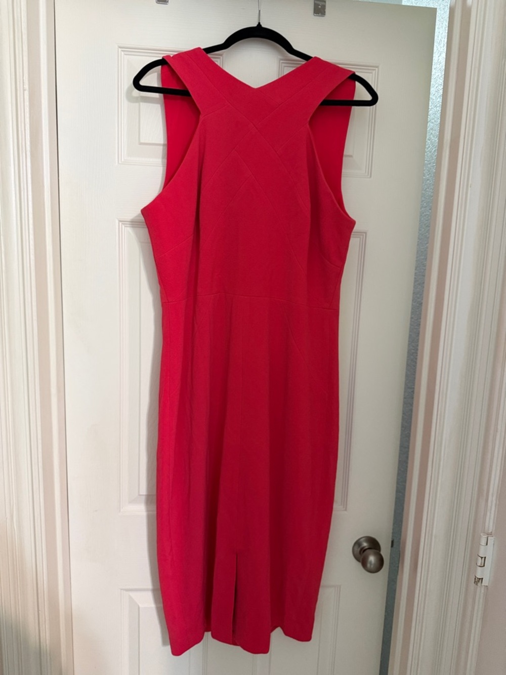 Jax Sleeveless Midi Sheath Dress in Hot Pink